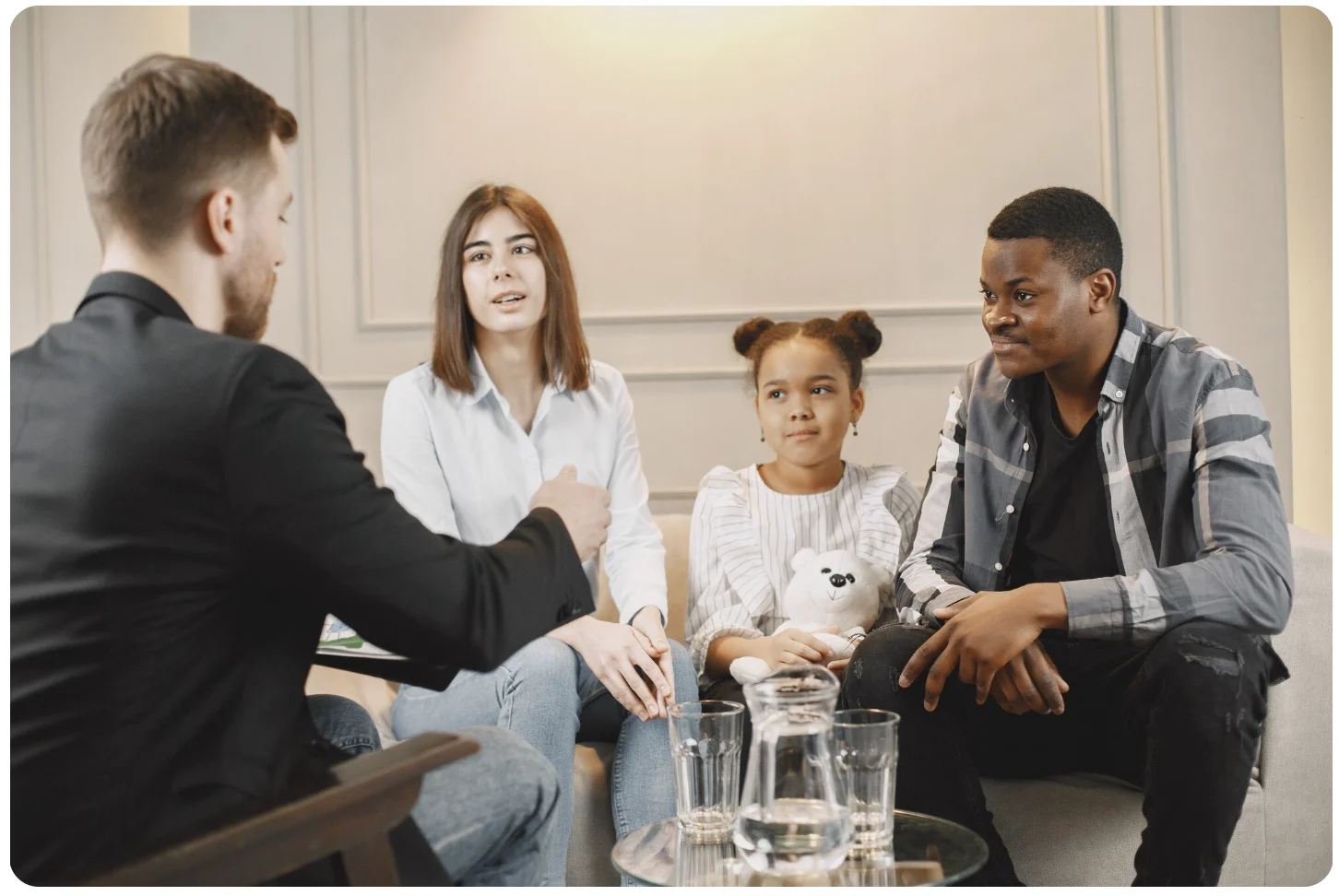 Family participating in a consultation